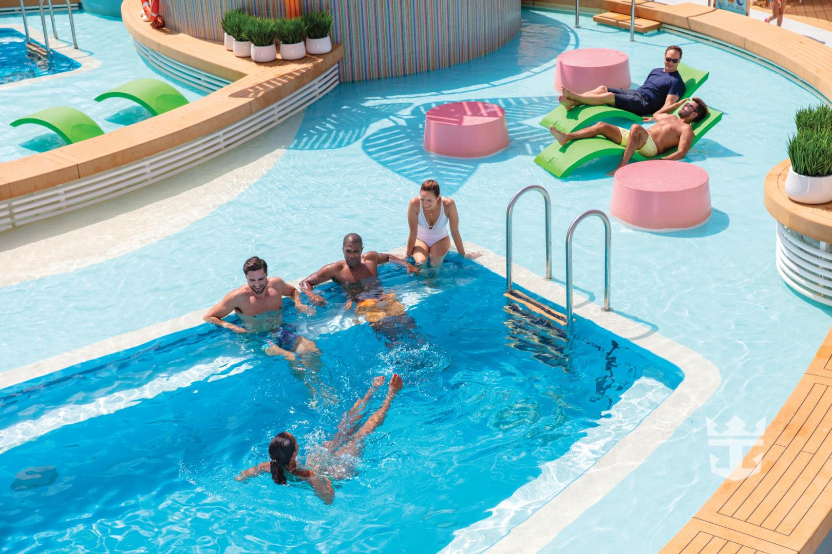 View of passengers relaxing in the pool